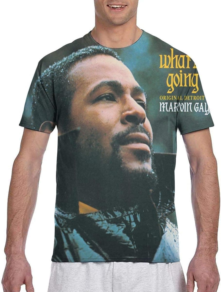 Cai Jingg Marvin Gaye Men's Comfortable T-Shirt with Full Sleeves Black