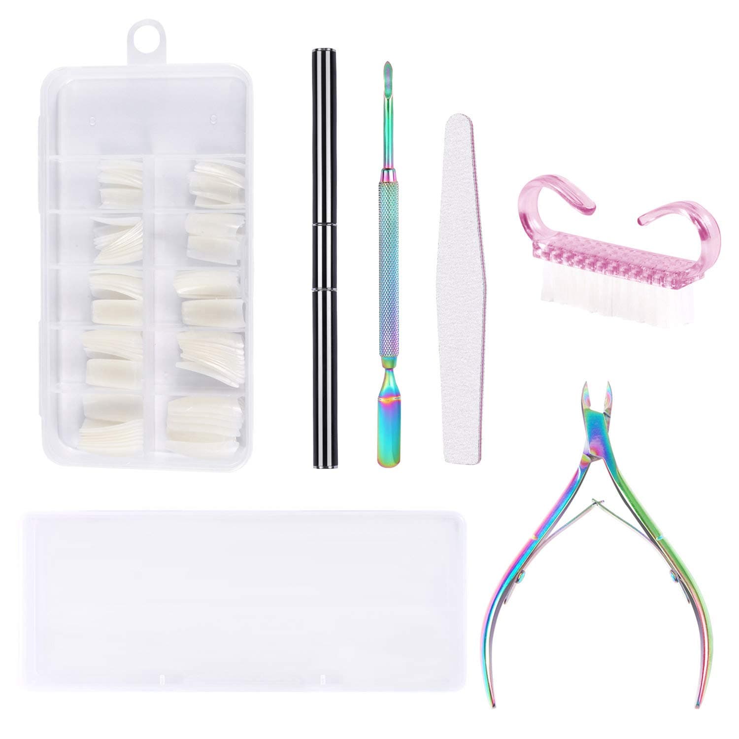 Polynail Gel Extension Tool Kit Acrylic Nails Builder Kit Nail Enhancement Builder Starter Set - Fake Nail Tips & Cuticle Trimmer Cutter & Pusher & Nail File & Acrylic Fake Nail Tips Clippers
