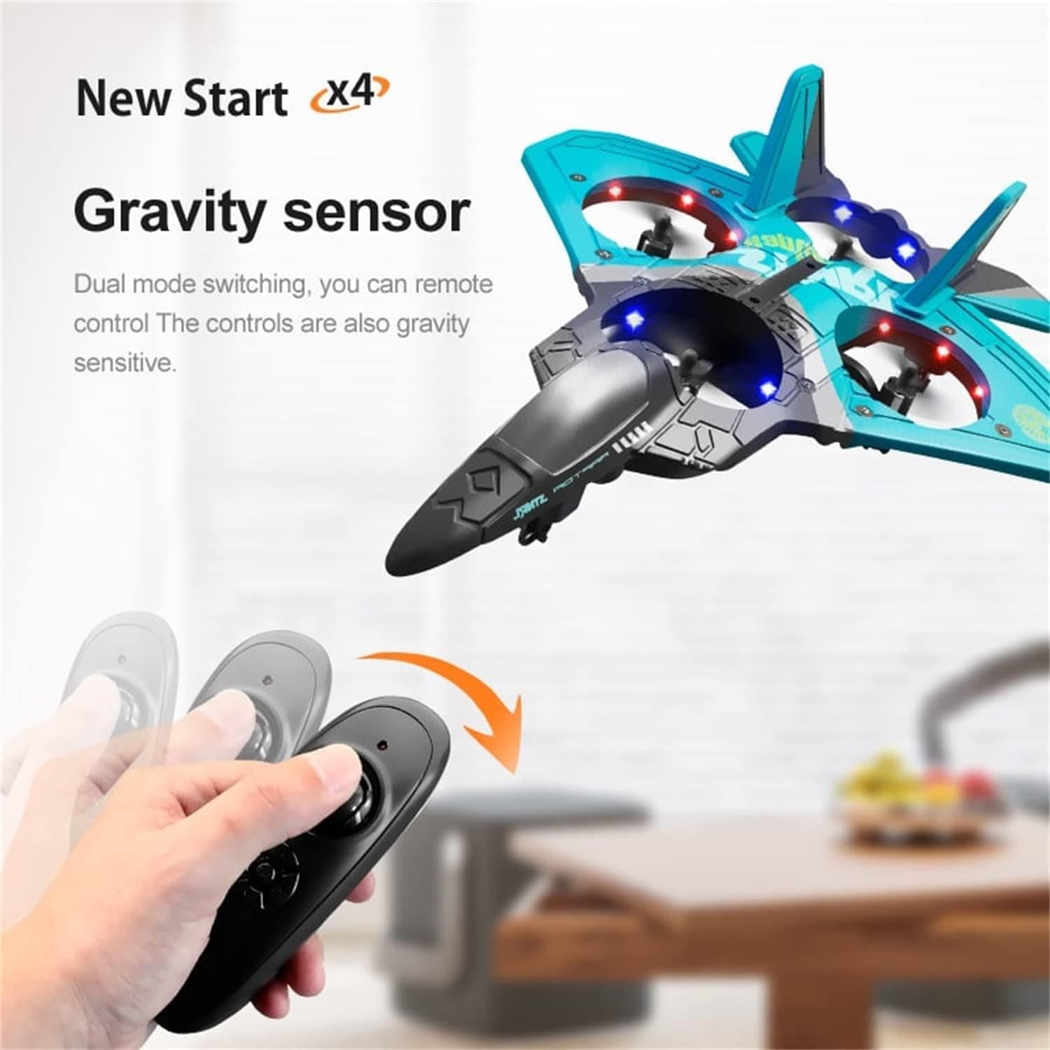 2023 V17 Jet Fighter Stunt RC Airplane -【New Version】RC Plane, 2.4GHz Remote Control Airplane, 360° Stunt Spin Remote & Light RC Airplane, Drop-Resistant Fighter Glider Airplane Hobby Toy (Blue)