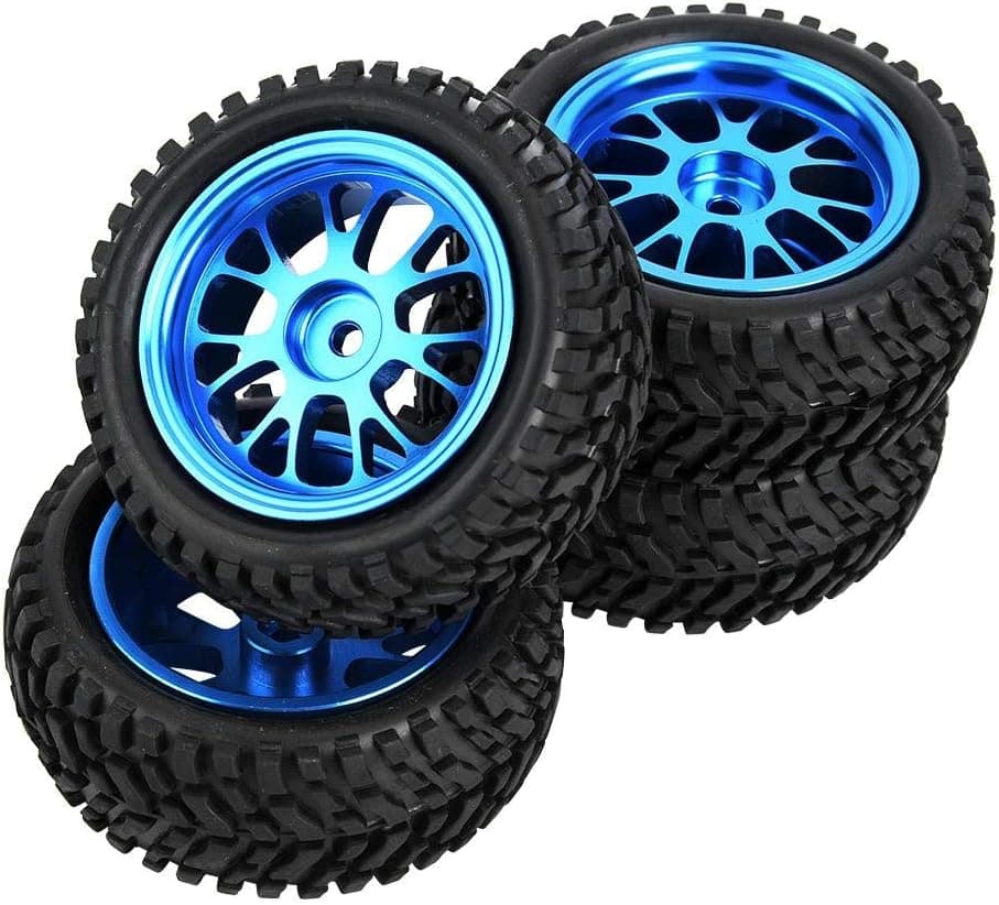 Drfeify RC Truck Wheel Rally Tire, Blue Metal RC Tires Wheel Rally Tyres Upgrade Parts for WL 1/18 A959 A979 A969 RC Crawler Car
