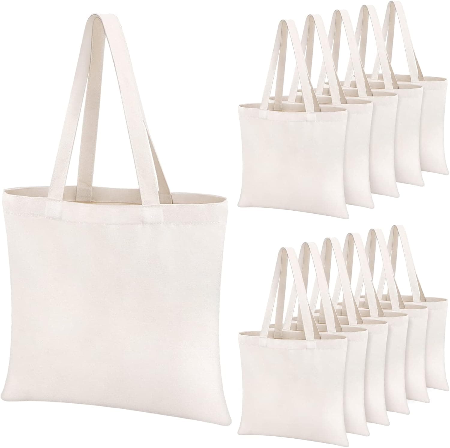 COSICS Blank Canvas Tote Bag, Reusable Grocery Shopping Bags for Painting, Embroidery, School, Work, Travel, Shopping