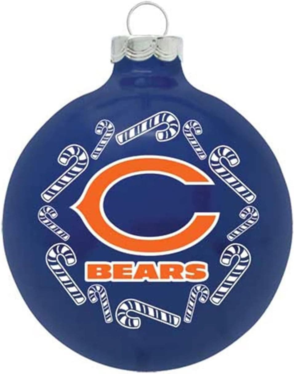 Topperscot NFL Chicago Bears Glass Ball Christmas Ornament, Team Color