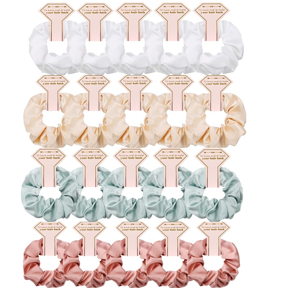 20pcs Satin Bridesmaid Scrunchies Fashion Girls Bachelor party Hair Ties Accessories Women Elastic Hairstyles Bridesmaid Proposal Favors Bridal Wedding Parties Gifts For guests women(Mixed 1)