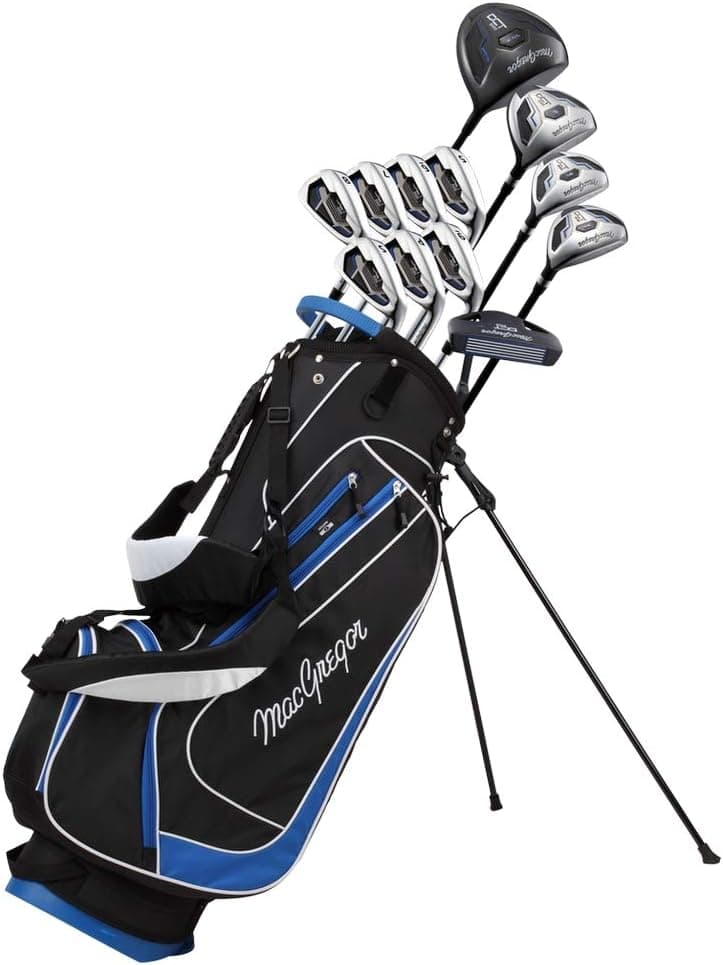 MacGregor DCT2000 Premium Mens 1 Inch Longer Golf Package Set with Titanium Driver and Stainless Clubs, Graphite/Steel Shafts - Stiff Flex
