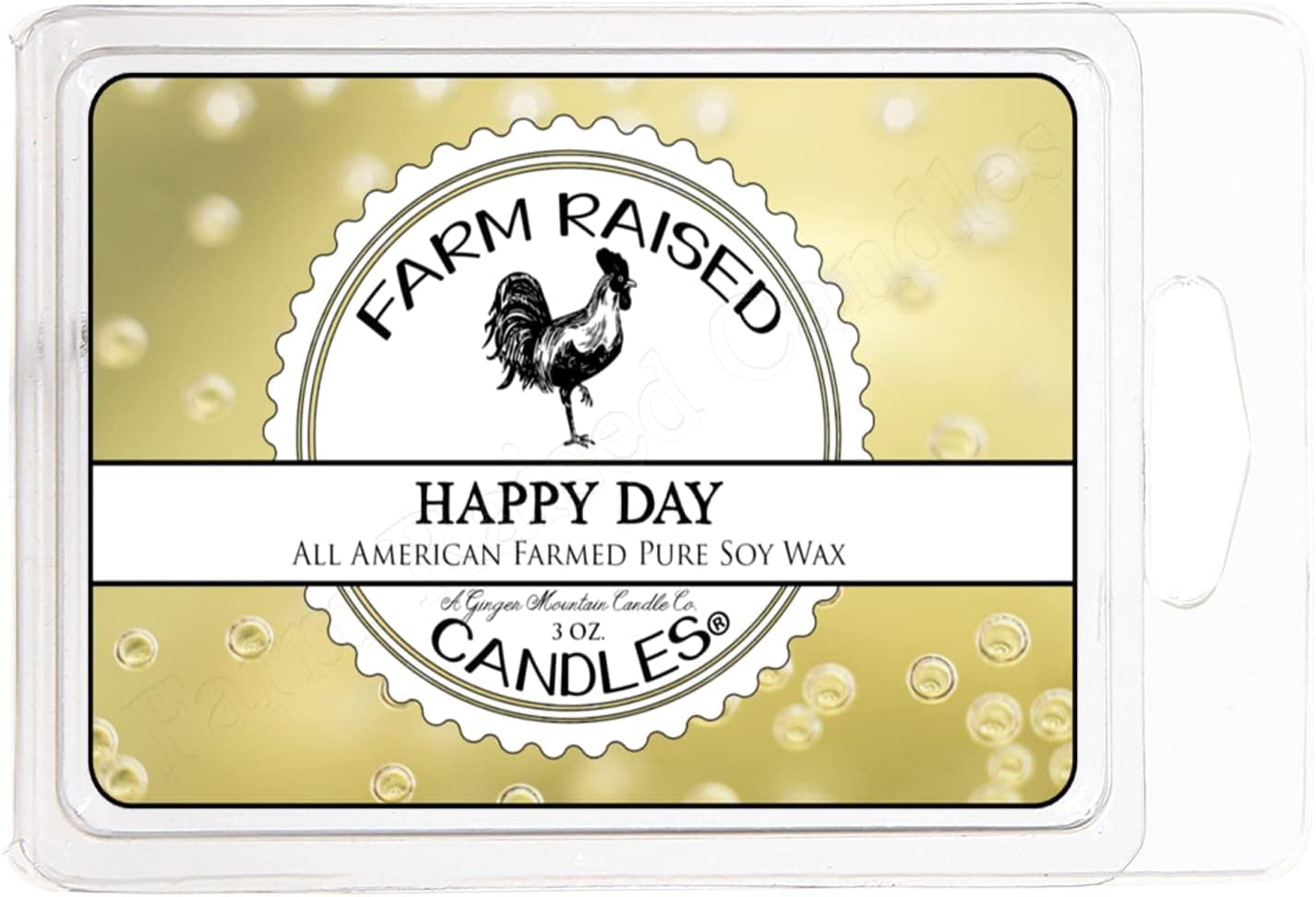 Happy Day - Moscato Grape Wine - American Made by Farm Raised Candles - Plant Based Soy Bean Wax - Scented Wax Melts 6 Cubes 3 Ounces 100% All Natural American Farmed Wax.