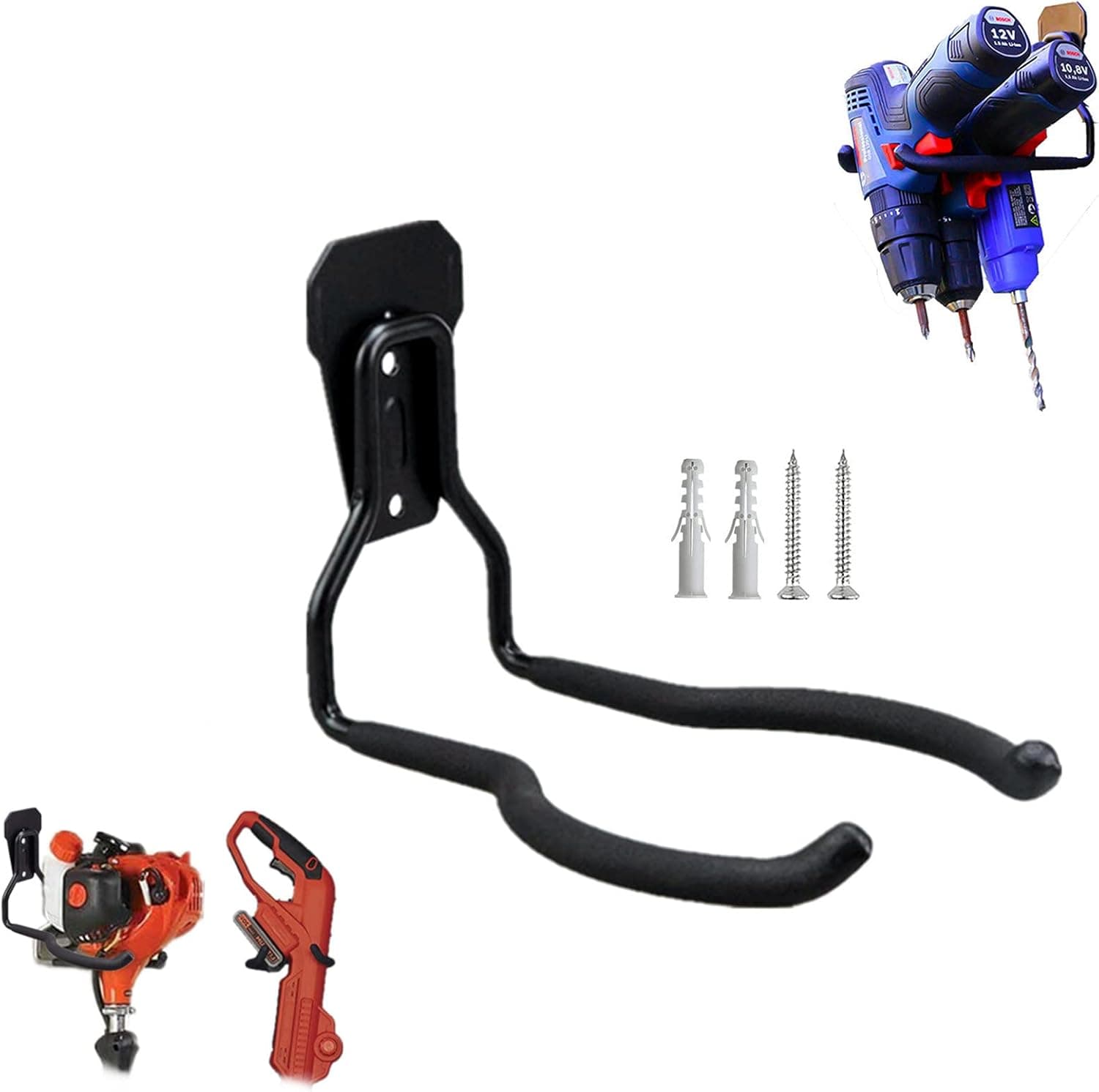 String Trimmer Hanger Bracket, Garden Lawn Trimmer Wall Mount, Falezern 1 Pcs Heavy Duty Weed Eater Rack For Garage. Garden Tool Organizer and Storage Hooks for Garage Trimmer, Garden Wall, Tool Room.