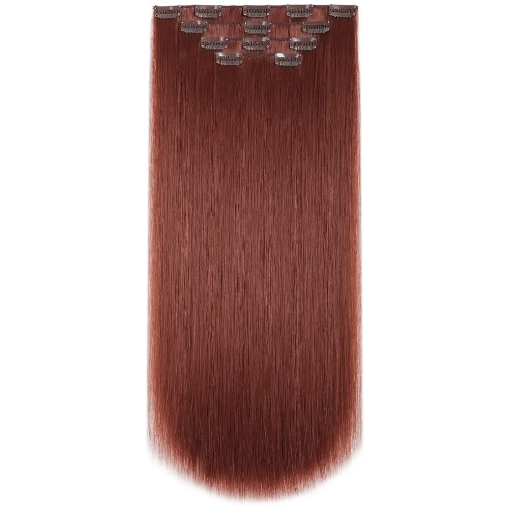 Hair Extensions Auburn Clip in Hair Extension MFZZKAP 22" Synthetic hair extension 4PCS Long Straight Clips on Red Hair Piece for Women Curly Wavy 18"Cheap Hair Pieces Full Head Invisible Copper red