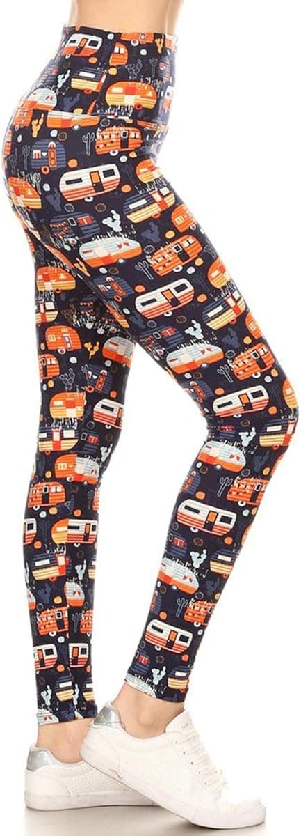 LY5X-S531 Camp Riders Yoga Print Leggings, Plus Size
