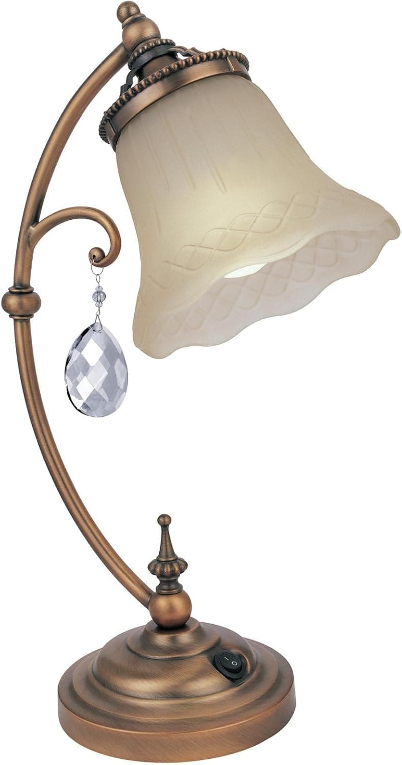 Lite Source C41201 Darcy Table Lamp with Glass Shade, Brushed Copper, 11.5" x 11.5" x 19, Amber