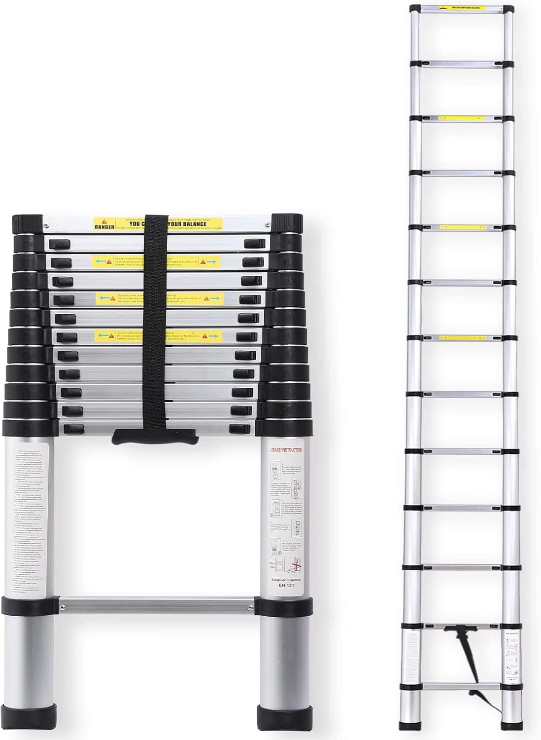 Telescoping Ladder 12.5 FT, Aluminum Extension Ladder Light Weight,Collapsible Ladder, 330 Pound Capacity 12.5FT
