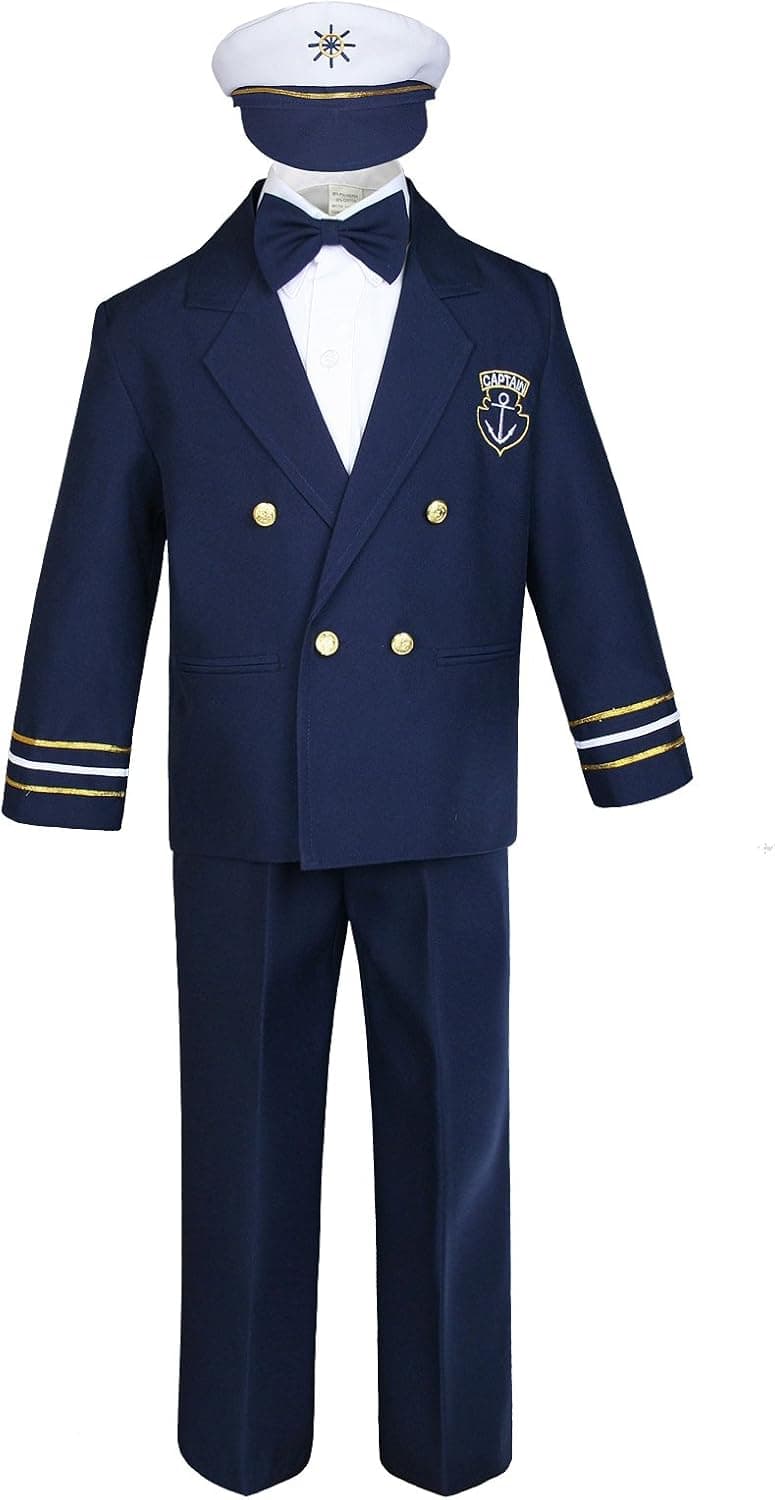 Unotux Baby Boy Kids Toddler Captain Sailor Suit Formal Party Nautical Navy White SM-12