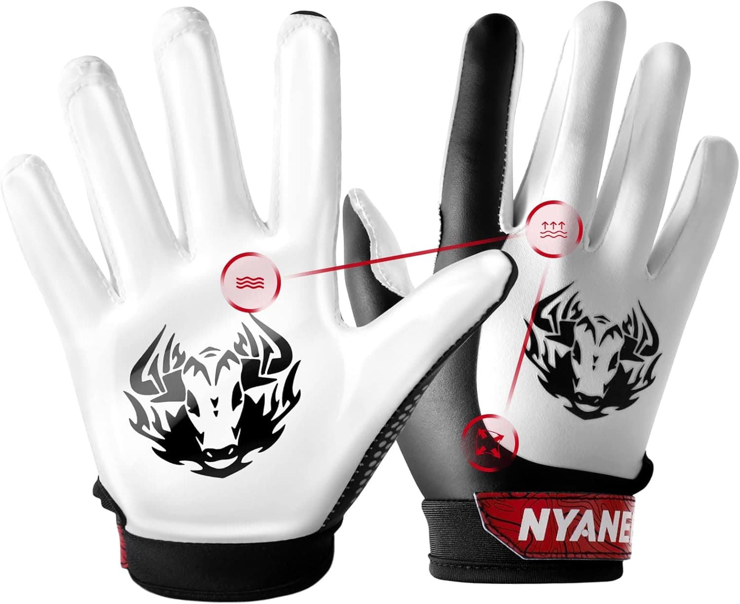 Football Gloves for Youth & Kids, Wide Receiver Gloves with Extra Grip, Size Optional, 1 Pair