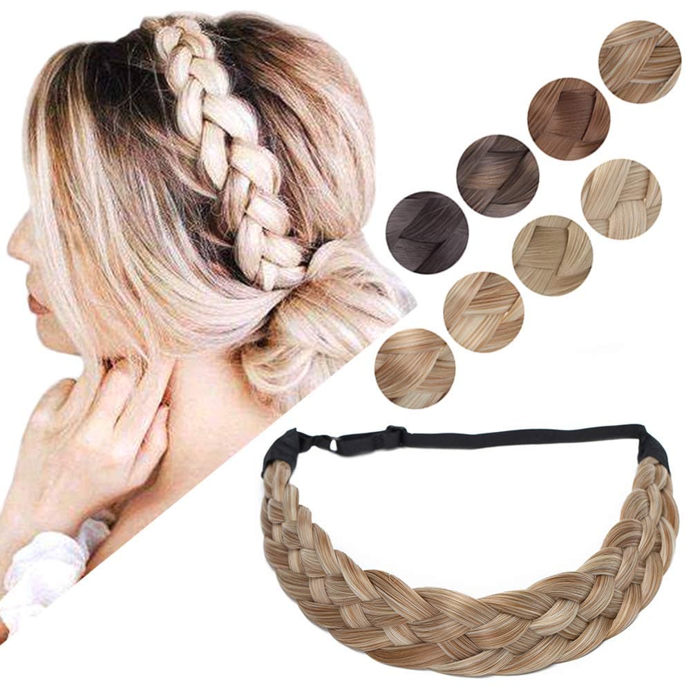 Hairro Braid Headband For Women Braids Hairband Braided Hair Band Synthetic Plaited Headband Costume Hair Braid Hairpiece Beauty Accessory For Girl Braids Women Headband 5 Strands 50g #27/613