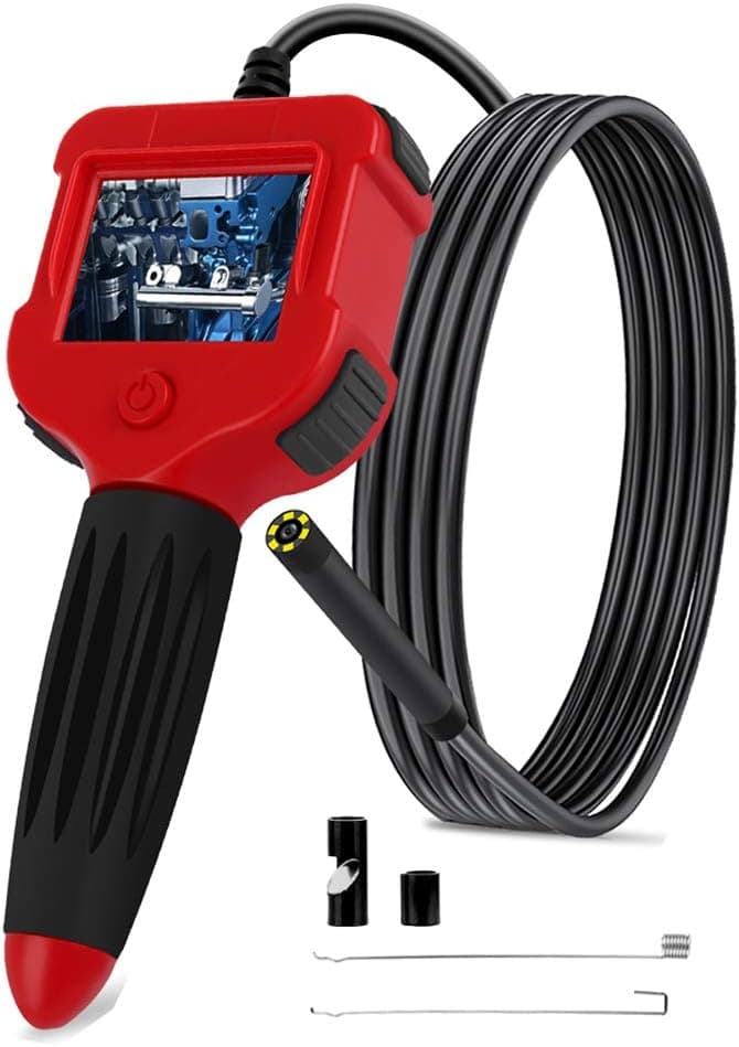 Industrial Endoscope Inspection Camera 2.0MP HD 2.4 Inch Screen Digital Borescope Camera Waterproof Snake Camera with LED Lights, Semi-Rigid Cable