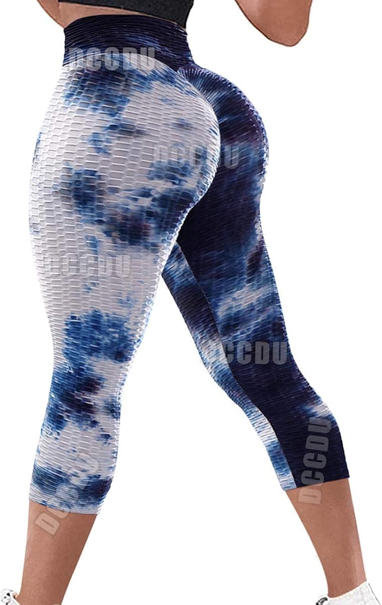 DCCDU Anti Cellulite Ruched Butt Lifting Leggings Booty Lifting Tummy Control Yoga Pants High Waist Textured Workout Tights