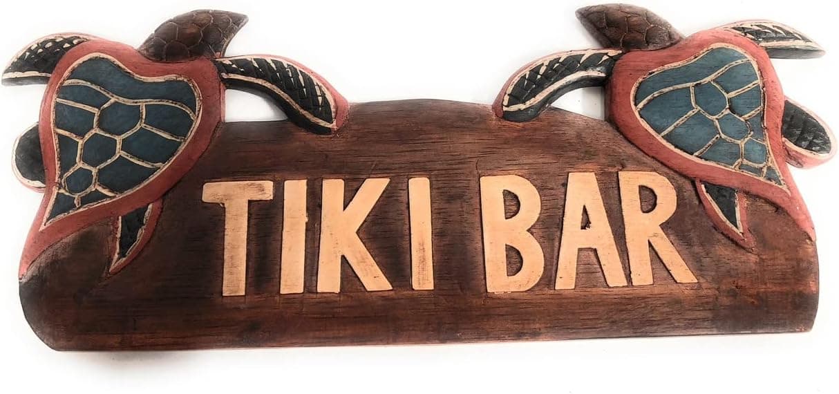 Tiki Bar Sign 14" w/Turtles Honus - Hawaii Decor | #bag1502040
