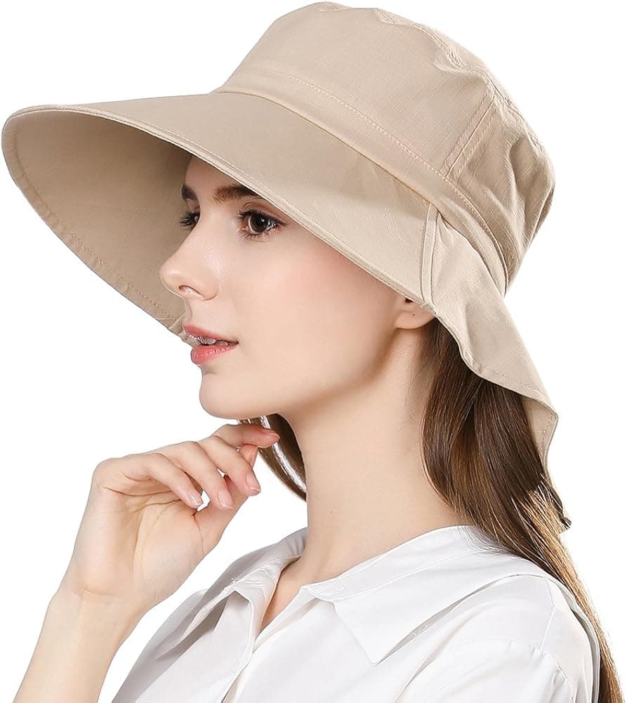 Packable Wide Brim Summer Gardening Beach Fishing Sun Hat UPF 50 for Small Head Women Khaki 54-55cm