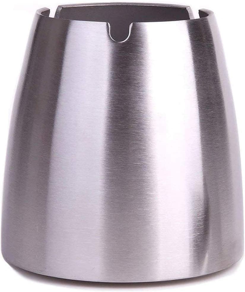 Lightingsky Stainless Steel Windproof Ashtray for Cigarettes Large Unbreakable Tabletop Ashtray Modern Cigarette Ash Holder for Home Office (X-Large, Silver)