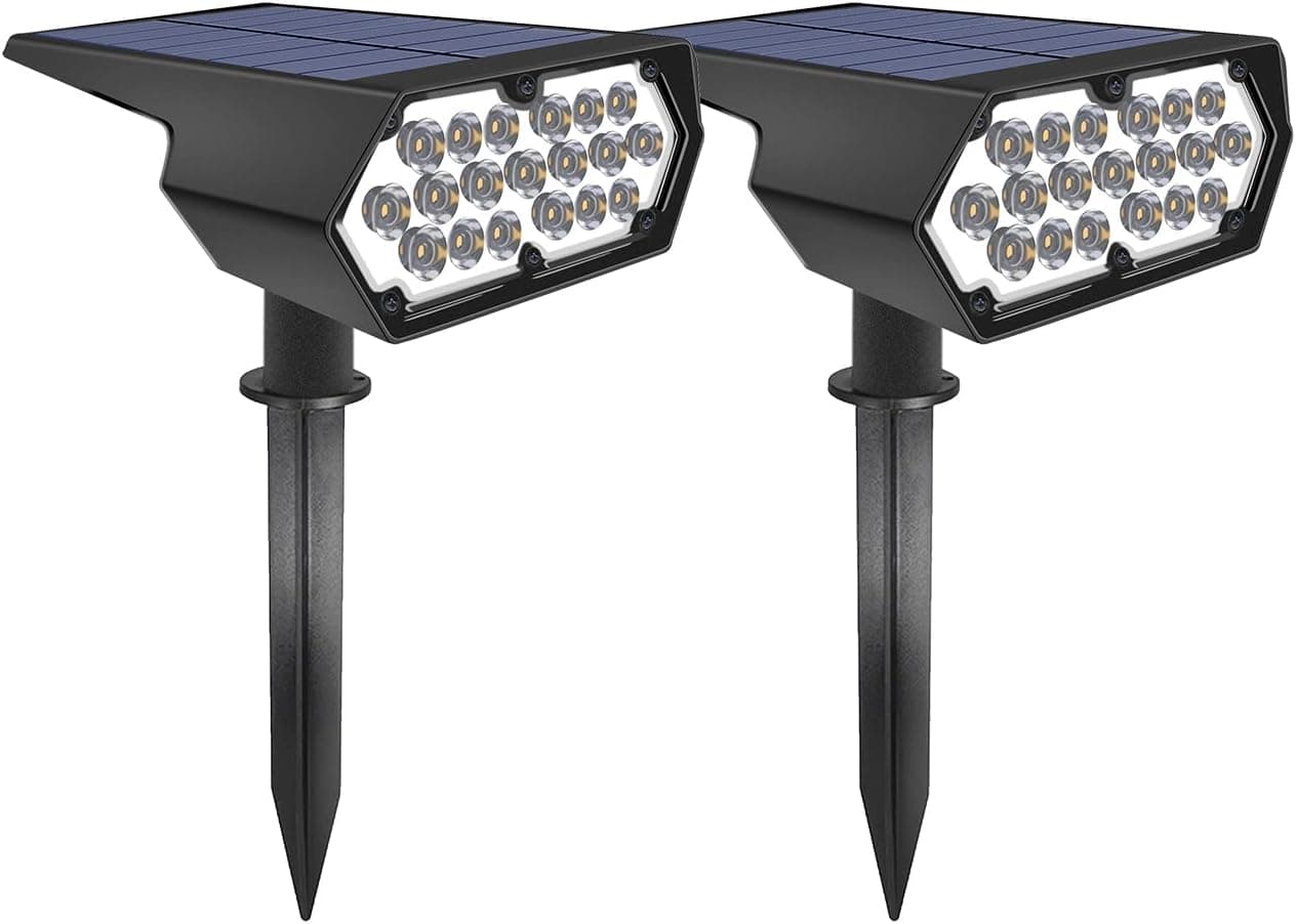 Yarra-Decor Outdoor Solar Lights, 19 LEDs Landscape Lighting, Garden Lights Solar Powered Waterproof, Adjustable Dark Sensing Auto On/Off IP65, Yard Lights for Driveway Porch Walkway (2 Pack)