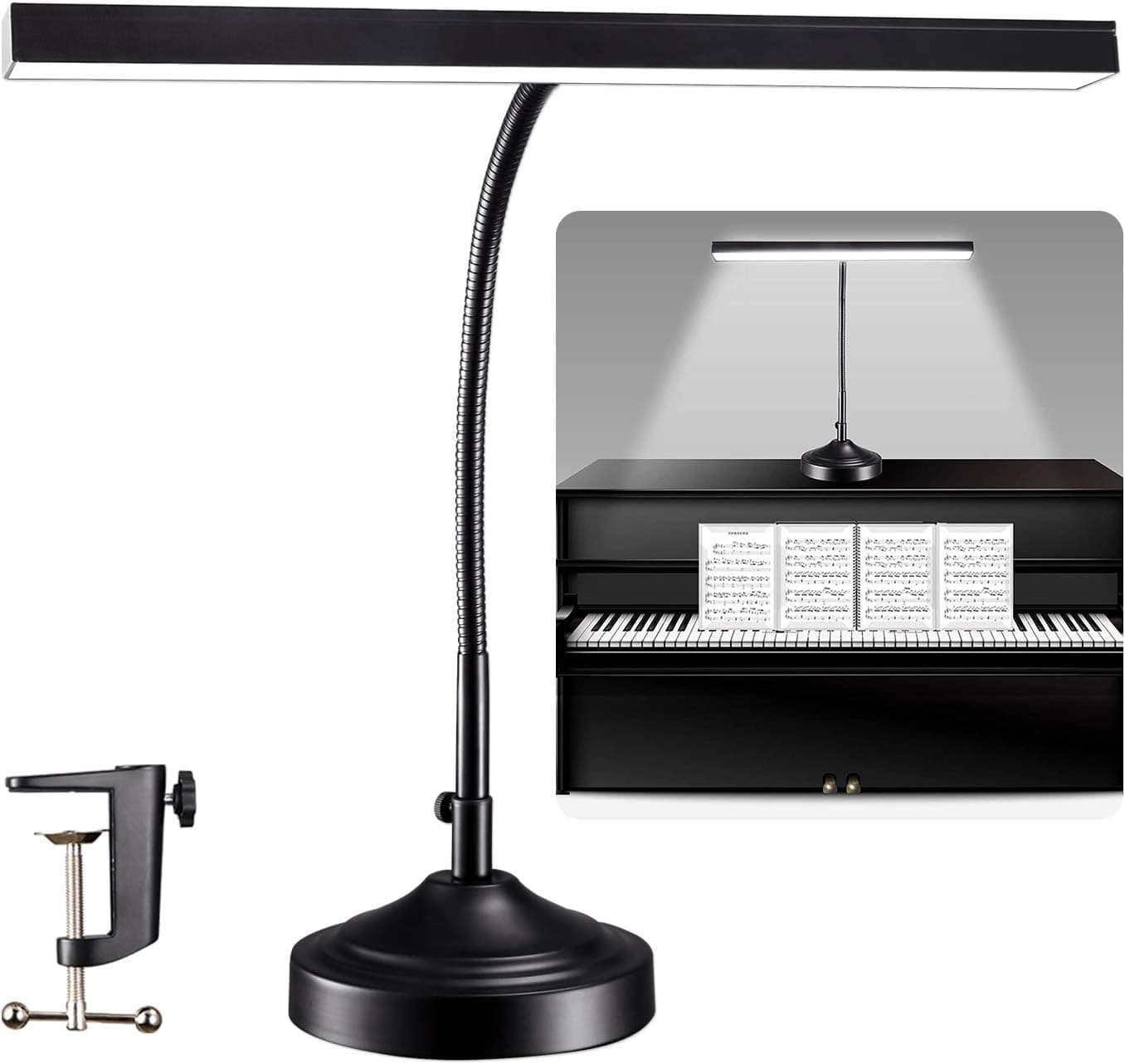 CELYST LED Desk Lamp with Interchangeable Base and Clamp, Eye-Caring Table Lamp & Clip Lamp with 3 Color Modes & Stepless Dimming, Memory Function