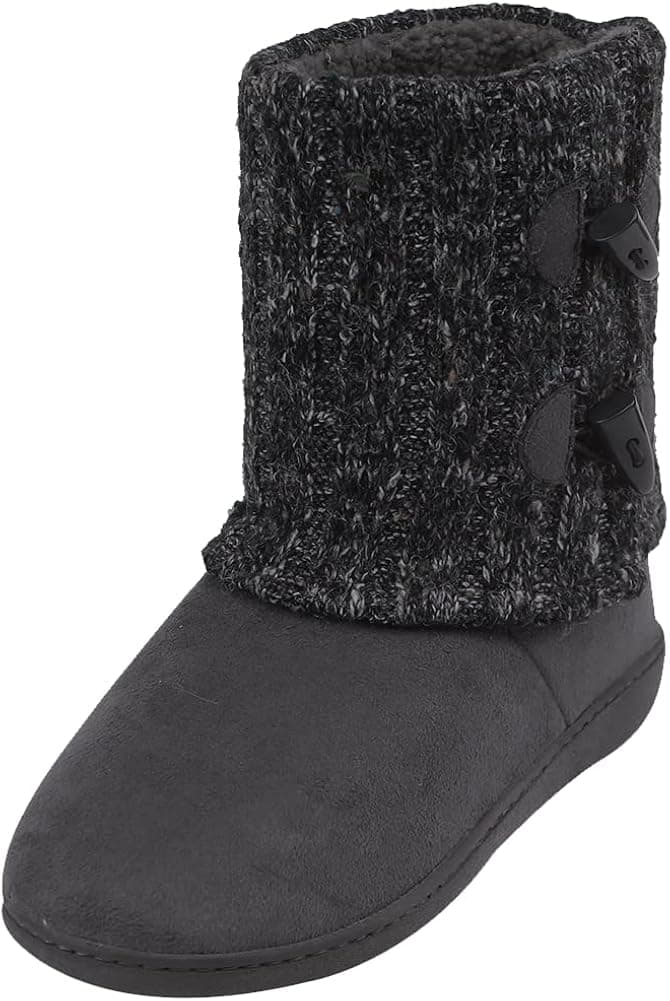 Forfoot Women House Bootie Slippers Warm Soft Fleece Slippers Boots Indoor Shoes Non-Slip Rubber Sole