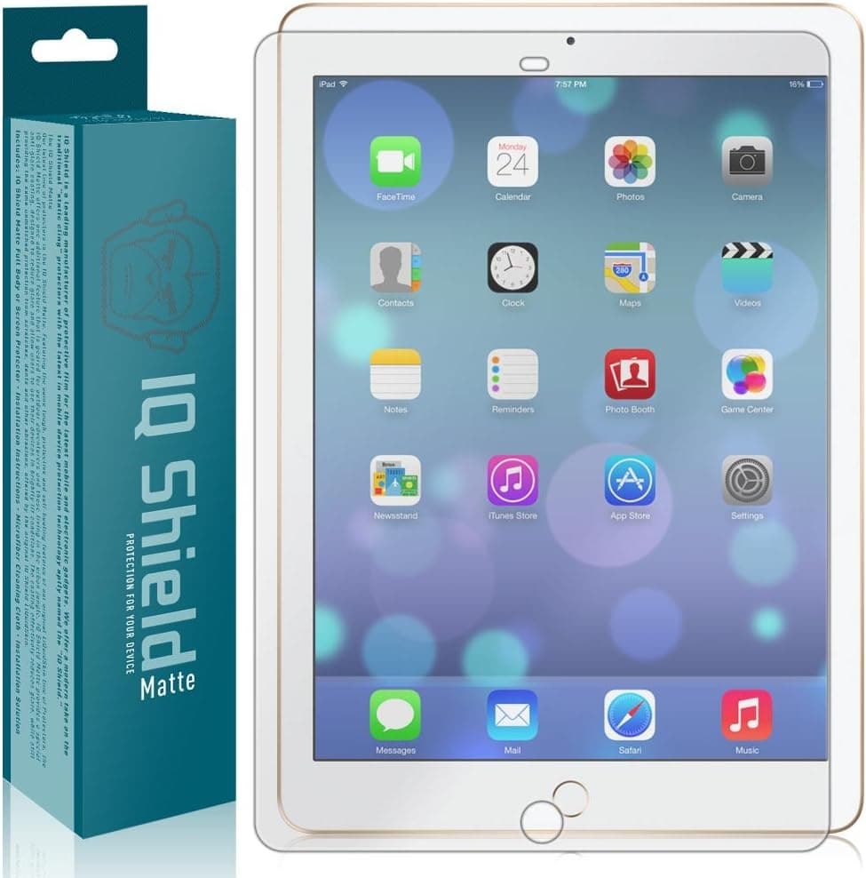 IQ Shield Matte Screen Protector Compatible with Apple iPad (9.7 inch, 2017, iPad Air 2, Air) Anti-Glare Anti-Bubble Film