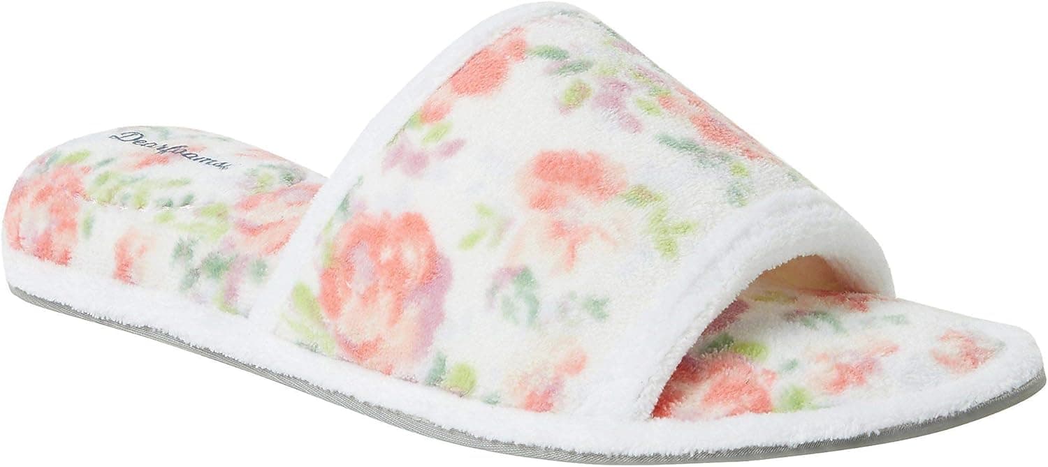 Dearfoams Womens Microfiber Terry Slide Slippers