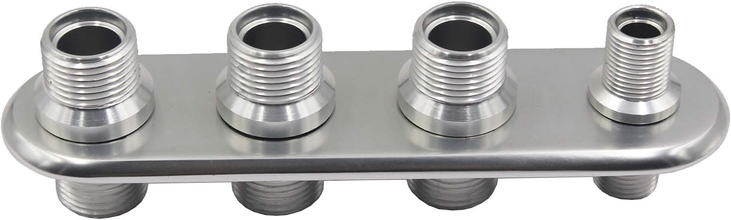 LOSTAR Billet Aluminum 4 Port Bulkhead Fitting For Air Conditioning Line/Heater Hose