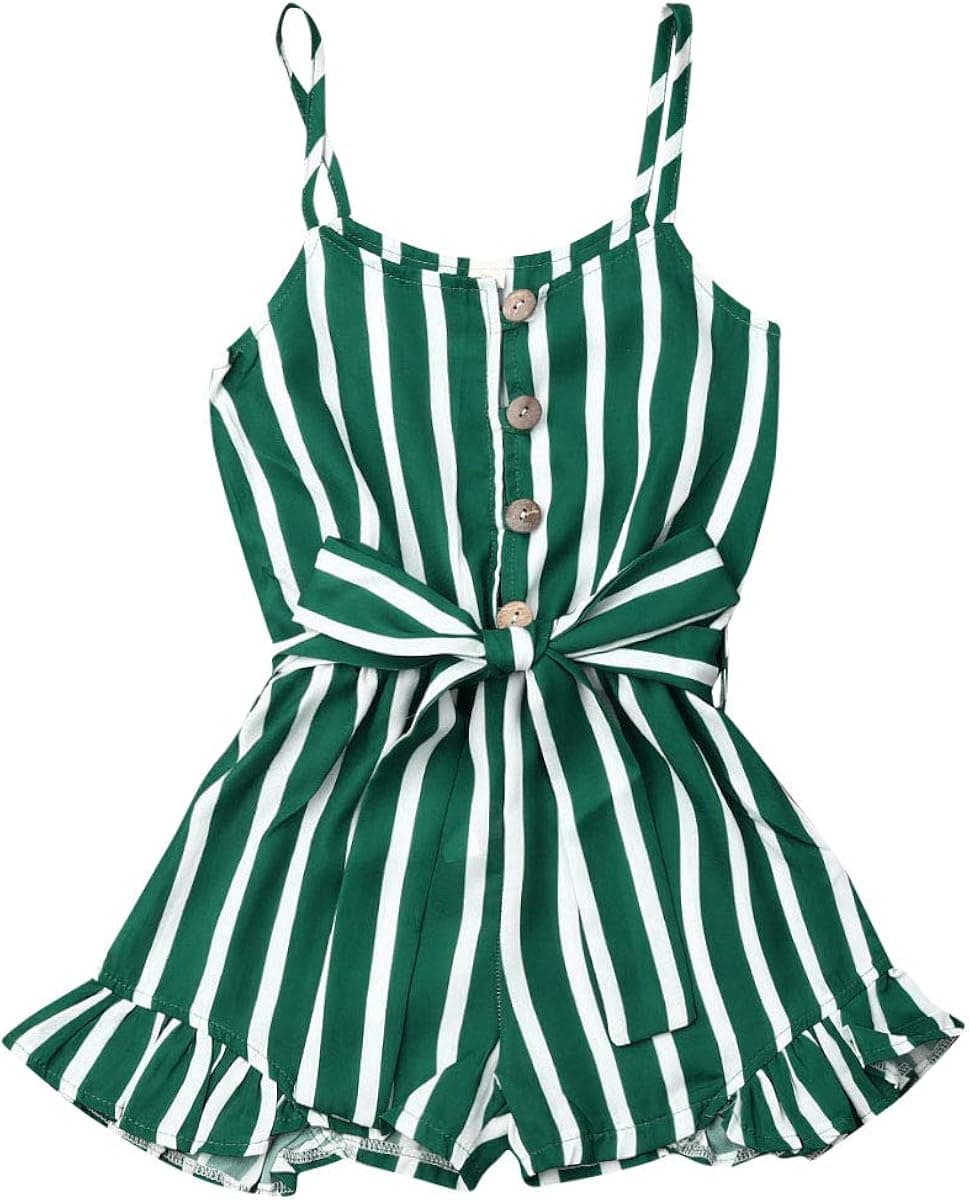Toddler Kid Baby Girl Strap Sleeveless Romper Halter Heart Jumpsuit Bodysuit Shorts Overalls Summer Outfits Set