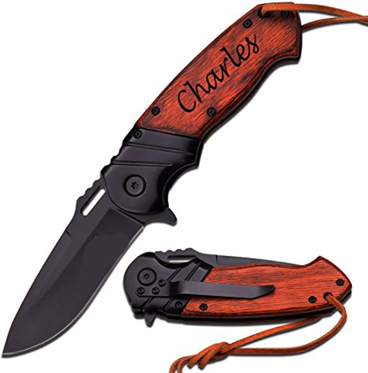 GIFTS INFINITY Customized Engraved Pocket Folding Knife - Groomsmen Wedding Party Monogrammed