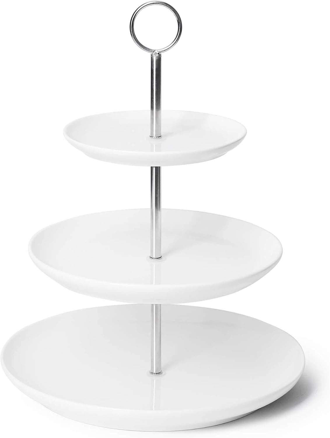 Sweese 735.101 3 Tier Cupcake Stand- White Porcelain Cake Stand- Dessert Stand, Tiered Serving Trays for Parties