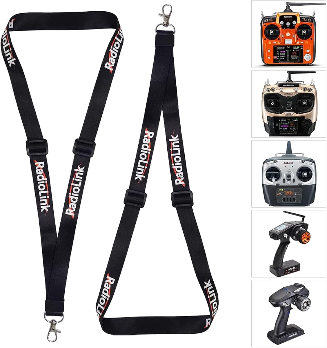 Eighteenup Radiolink 2 Pcs Adjustable Strap Lanyard for Universal RC Transmitter Neck Sling Belt Hook Mount Lanyard for DJI FPV Controller Accessories, Black, Small