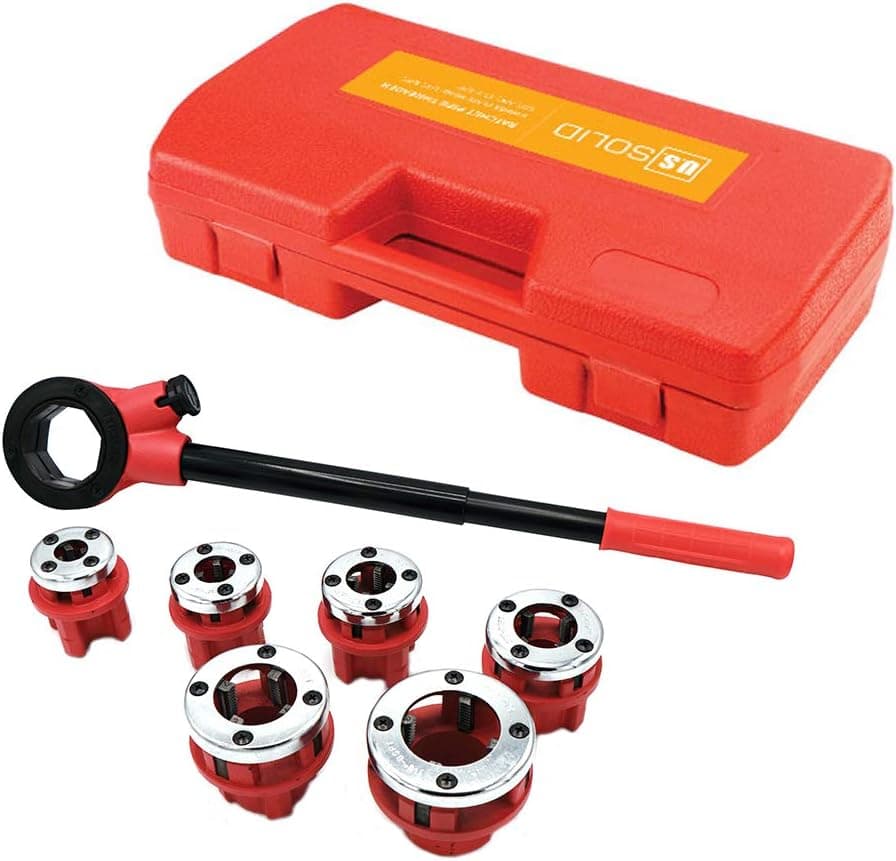 Ratchet Pipe Threader- 6 Piece Die Pipe Threading Set, NPT