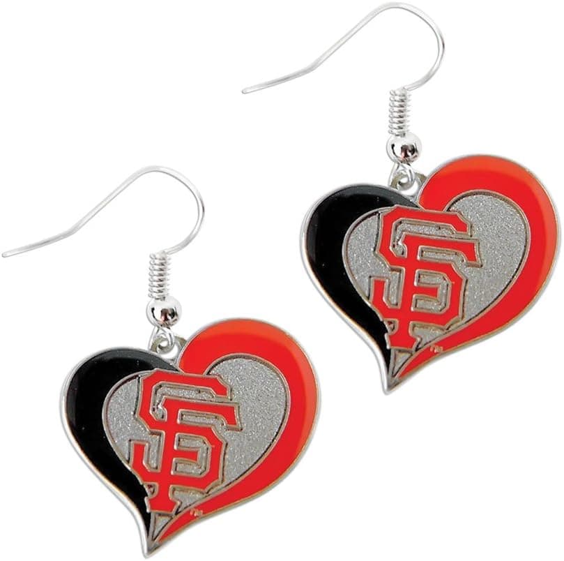 Aminco MLB San Francisco Giants Swirl Heart Sports Team Logo Dangle Earring