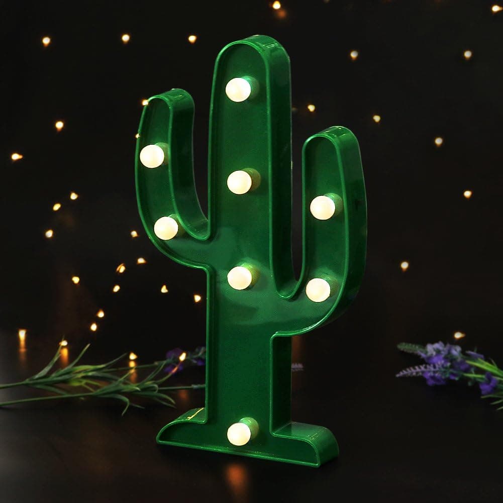 Bright Zeal 10" Green Cactus LED Marquee Signs with Lights - Light Cactus Christmas Decorations for Home Signs Wall Decor - Cactus Lights for Bedroom - Lighted Cactus Sign Decor Cactus Table Lamp LED