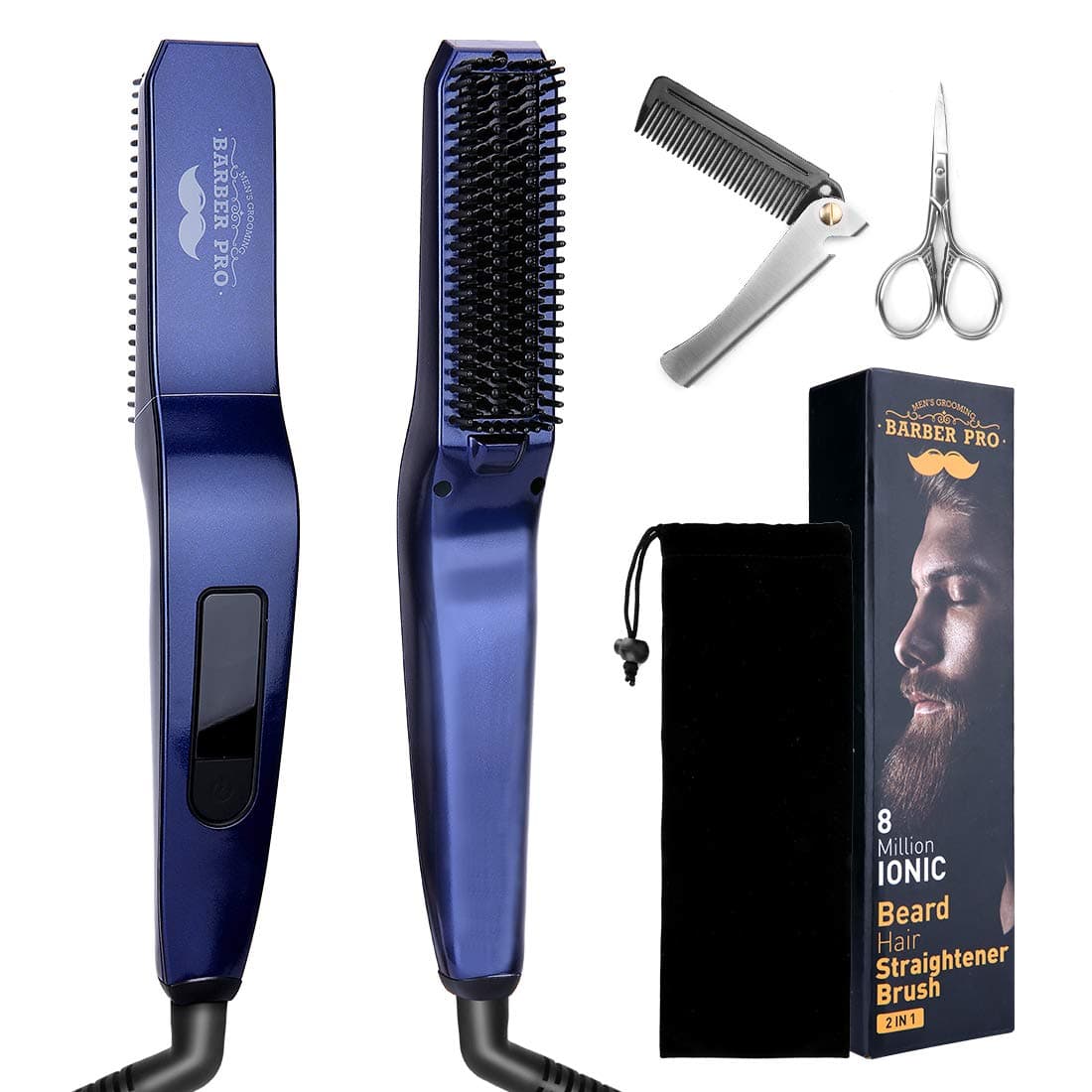 COIFFEO Ionic Hair Beard Straightener Brush,Faster Anti-Scald Ceramic Heated Beard Brush,Upgraded Portable Straightening Comb 6 Adjustable Temp, Unique Stocking Stuffers Gift for Men