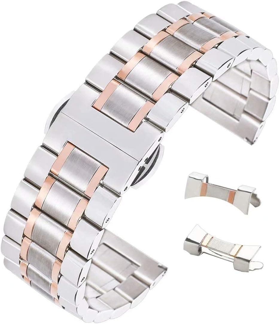 autulet Stunning Brushed Stainless Steel Watch Band Strap Replacement with Straight&Curved End