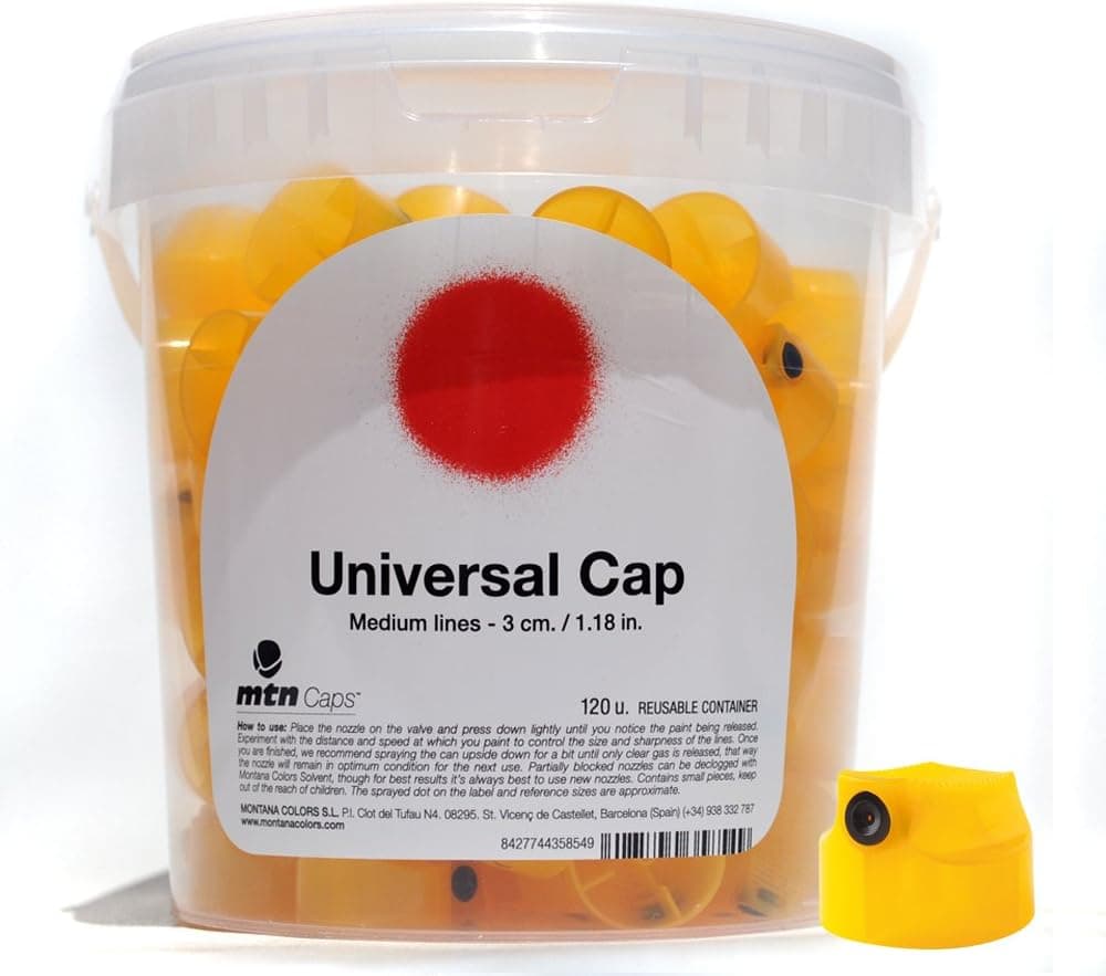 MTN Caps Bucket of 120 Spray Paint Graffiti Art Nozzles (Yellow Universal Cap)