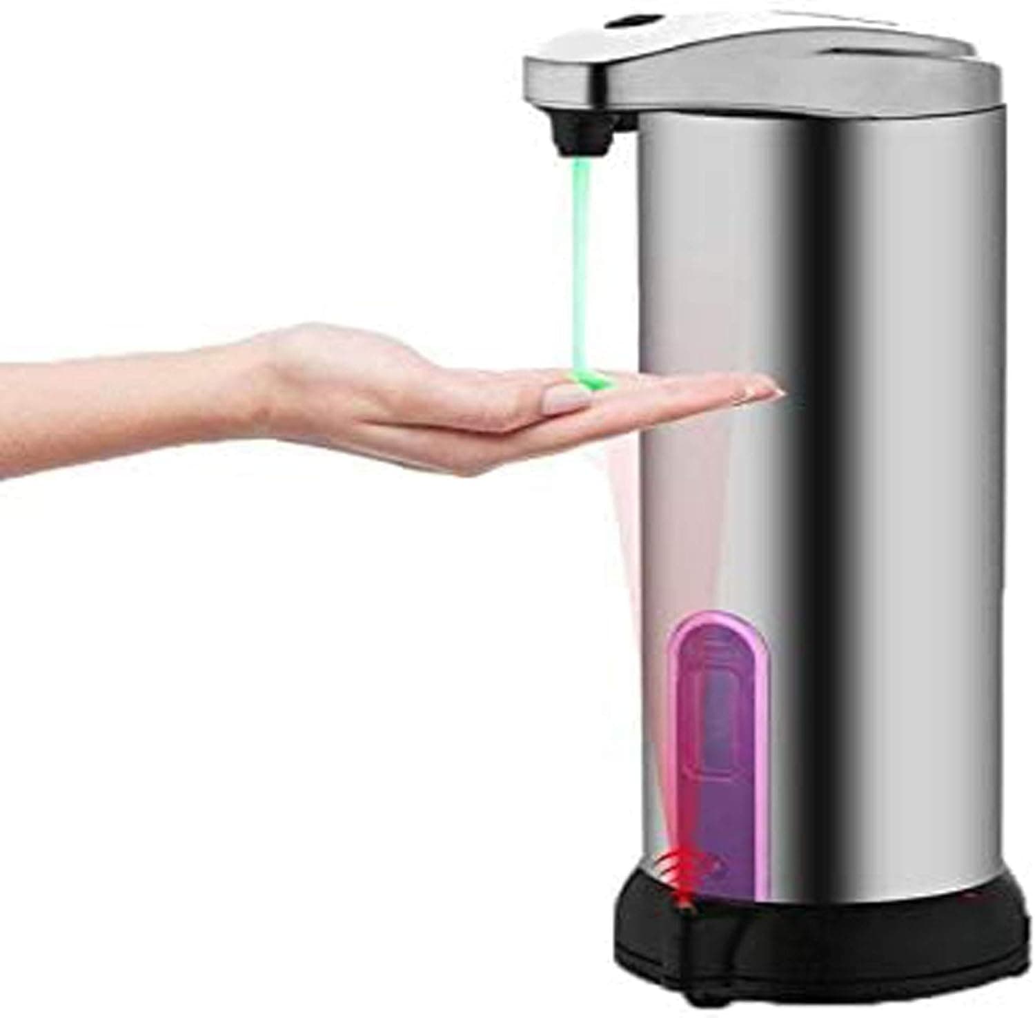 Automatic Soap Dispenser Touchless Smart Foaming Hand Dispenser Adjustable Switches White Battery Operated for Bathroom Office Kitchen Sink Hotel (Metallic)