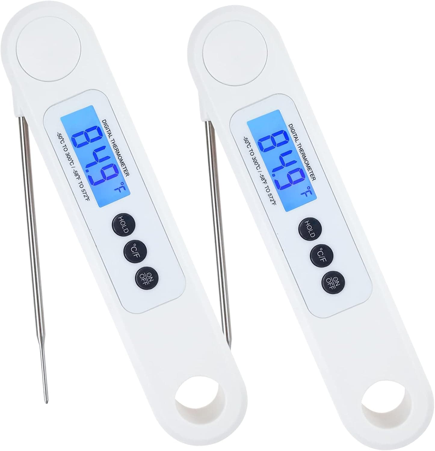 2 Pack Meat Thermometer Instant Read Meat Thermometer Kitchen Cooking Food Candy Thermometer with Backlight, Digital Meat Thermometer for Meat, Deep Frying, Baking, Outdoor Cooking and BBQ
