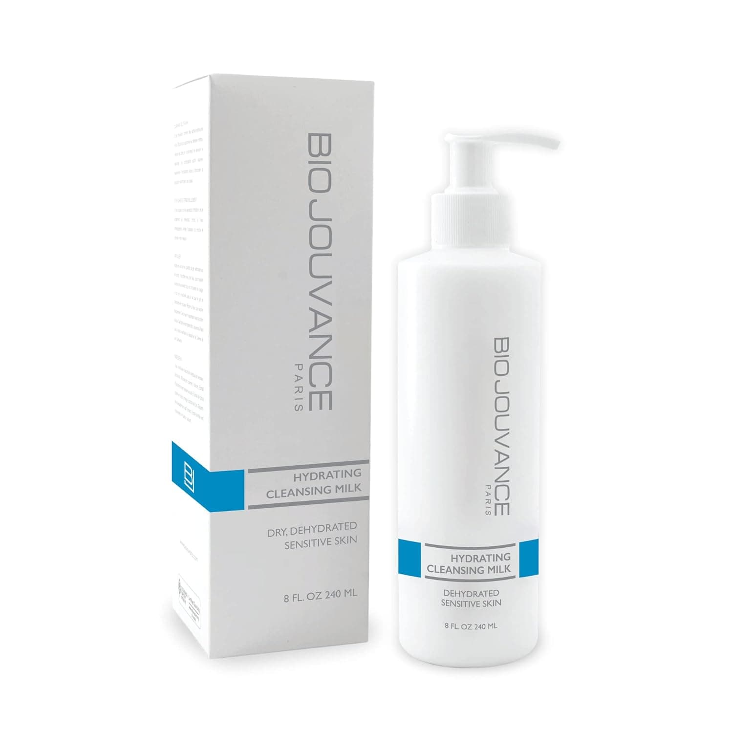 BIO JOUVANCE PARIS - Hydrating Cleansing Milk 8oz / 240ml - For Normal/Dry/Sensitive Skin | Gentle Face Wash & Makeup Remover | Daily Facial Skin Care Treatment Regimen | Made in France
