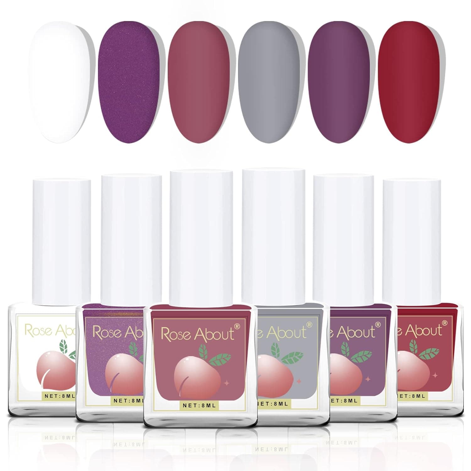 LSxia 6 Colors Matte Nail Polish Set, Velvet Matte Finish Highly Pigmented Mist Effect Gel Nail Polish Kit, Quick Drying & Long Lasting & Waterproof Nail Polish All Seasons Nail Art Design Gifts for Women 8 ml/ Bottle -#D