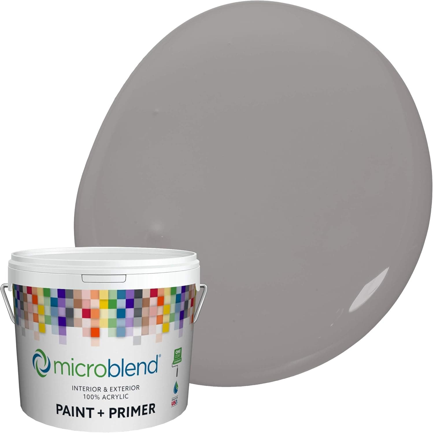 Microblend Exterior Paint and Primer - Gray/Elephant Gray, Flat Sheen, Quart, Premium Quality, UV and Rust Blockers, Washable, High Hide, Microblend Country Collection