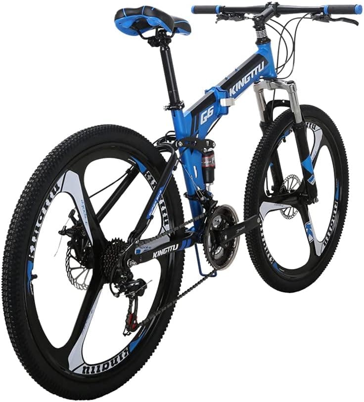 EUROBIKE G6 Adult Folding Bike Steel Frame 26 Inch Double Alloy Rim Disc Brake Mountain Bikes 21 Speed Gears Suspension Foldable Bicycle