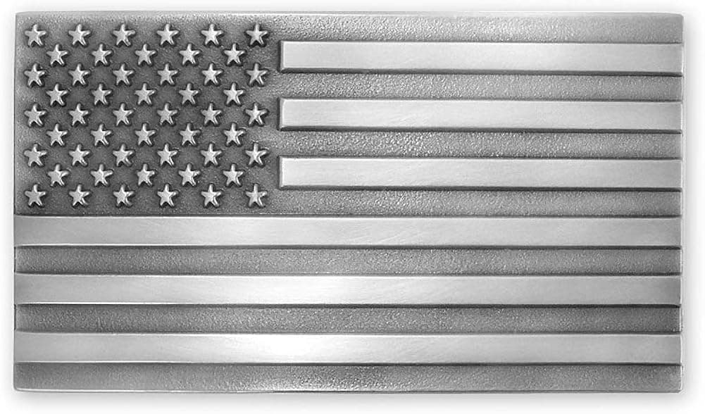 Indiana Metal Craft American Flag Pewter Belt Buckle Made in USA