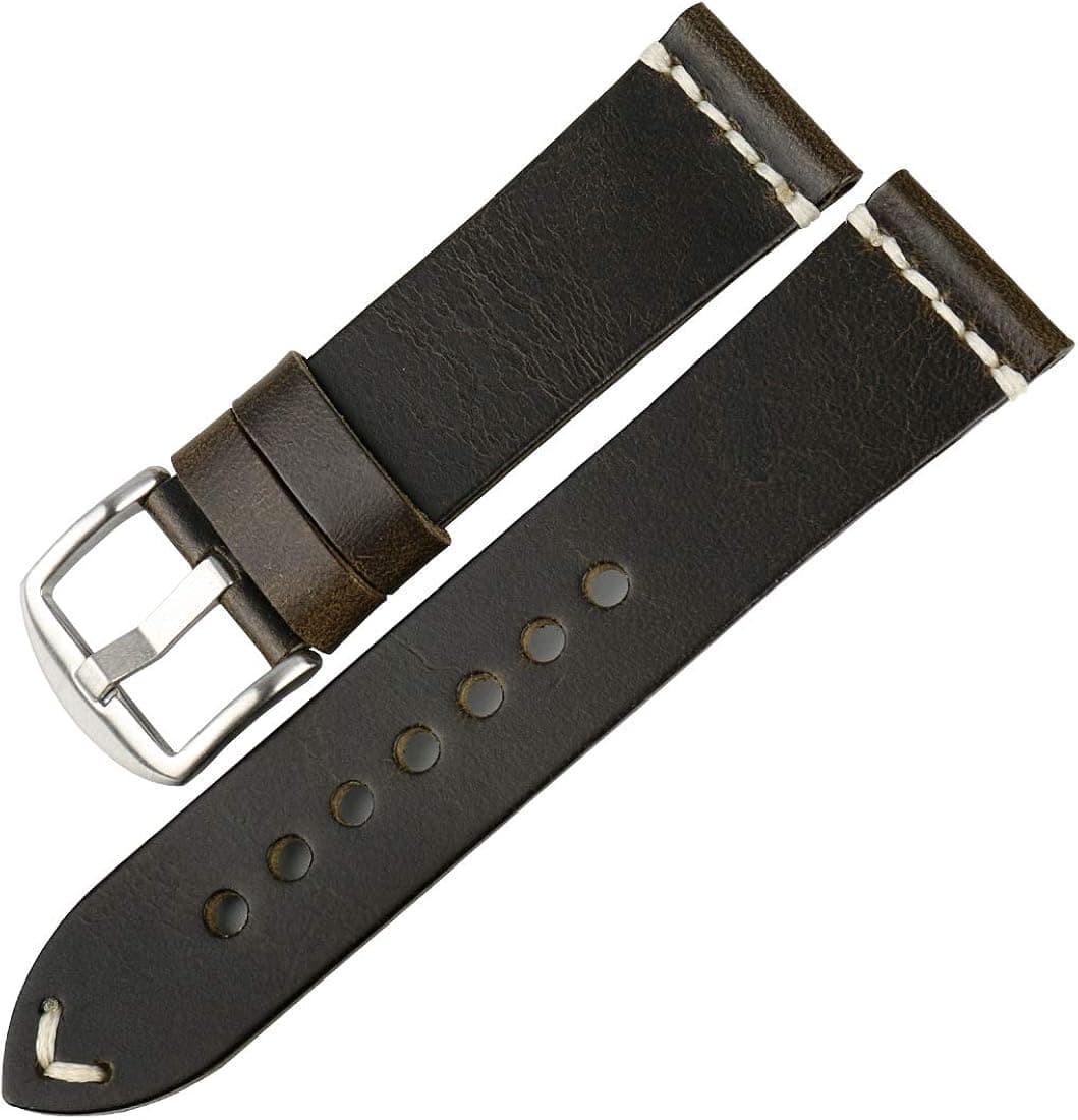 DITOU Watch Band 20mm 22mm 24mm, Vintage Oil Wax Leather (Greasedleather) Watch Strap 6 Colors Available Watchband