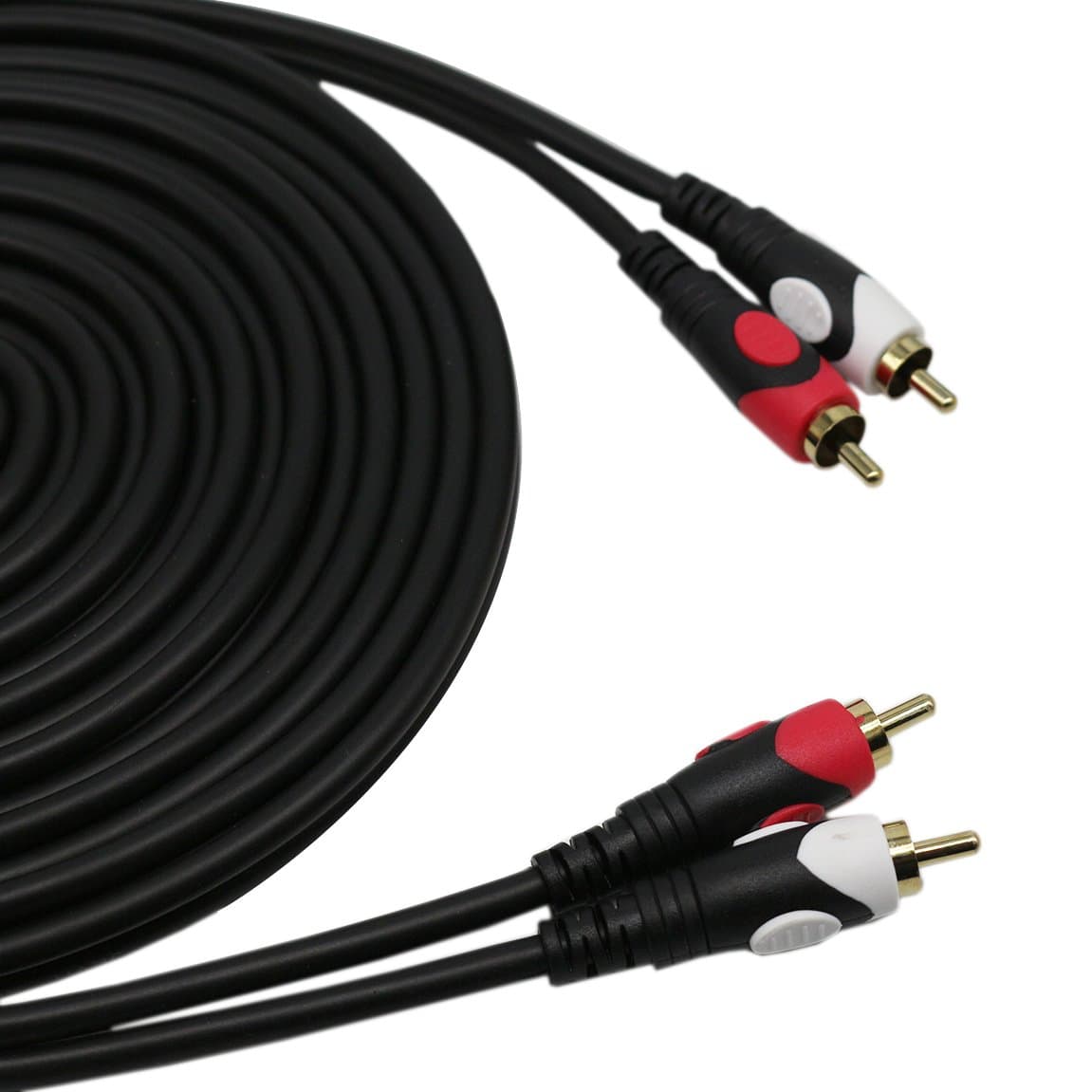 VCZHS 2 RCA Male to 2 RCA Male Audio Cable for Amplifier CD DVD TV (Black 6 Feet)