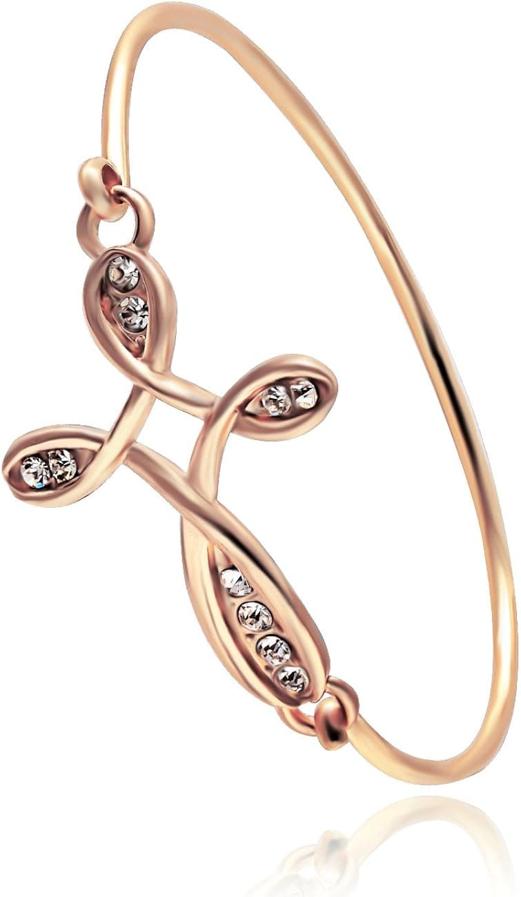 MANZHEN Dainty Open Irish Celtic Love Knot Bangle Sideways Cross Wrap Bangle Bracelet for Women