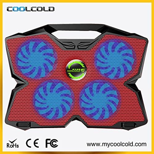 Coolcold 4fans with Led Light 17inch and Below Notebook Cooling Pad, USB Power Laptop Cooling Fan for Macbook Pro, Hp Laptop, Dell Laptop, Toshiba Laptop, Acer Laptop, Xbox and Playstation Which Has Two USB Plug