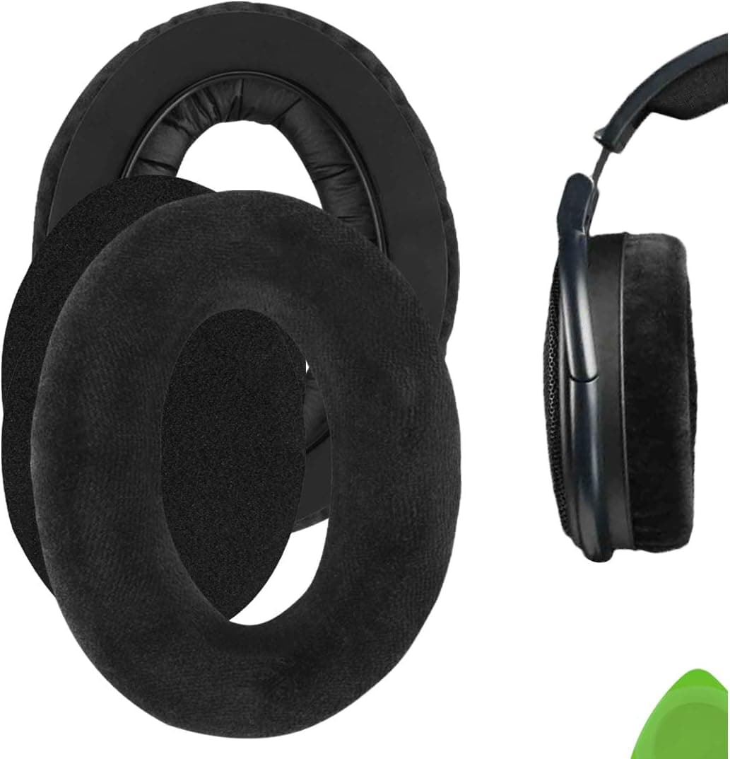 Geekria Comfort Velour Replacement Ear Pads for Sennheiser HD525, HD535, HD545, HD565, HD580, HD600, HD650, HD660 S, HD 660S2 Headphones Earpads, Headset Ear Cushion Repair Parts (Black)
